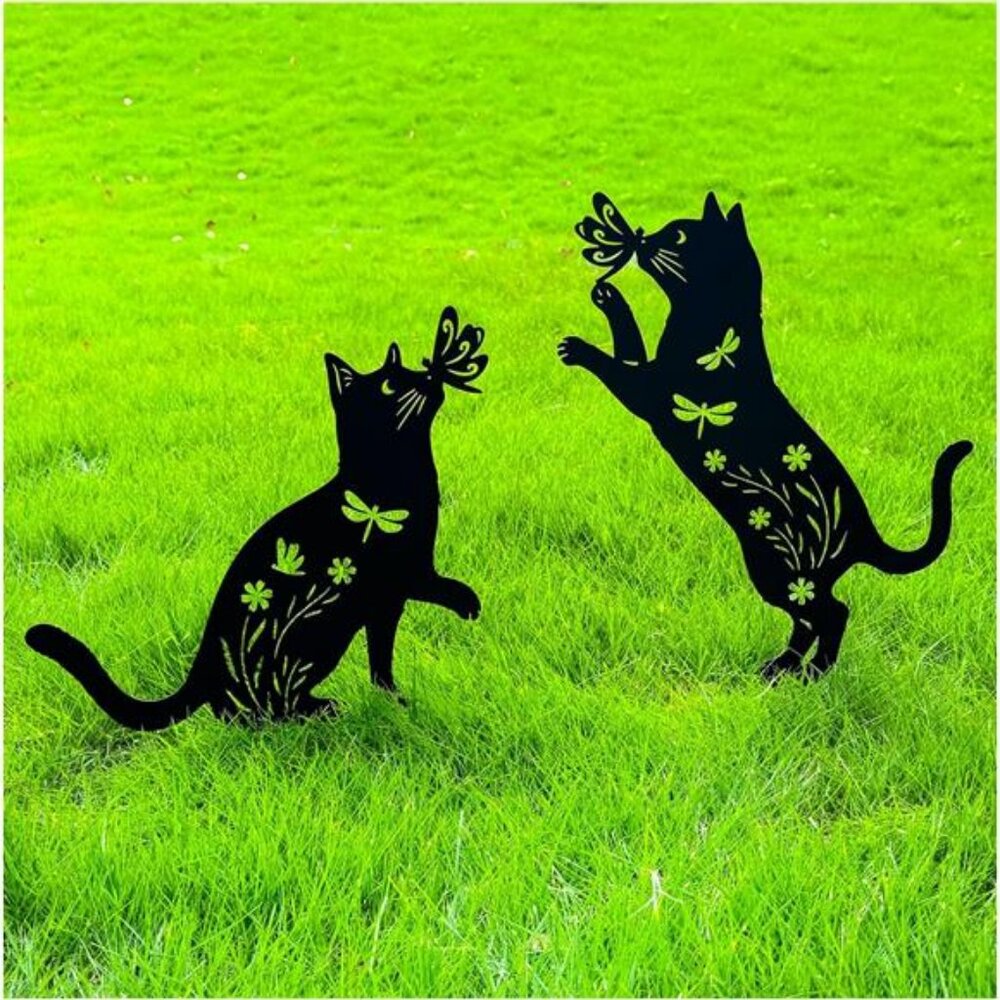 Cat Metal Decor Garden Stakes Cat Gift for Women/Men Cat Lovers Gifts Silhouette